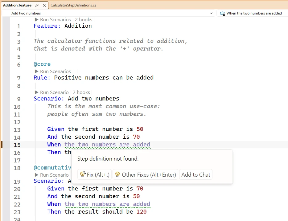 Reqnroll IDE Support in Visual Studio